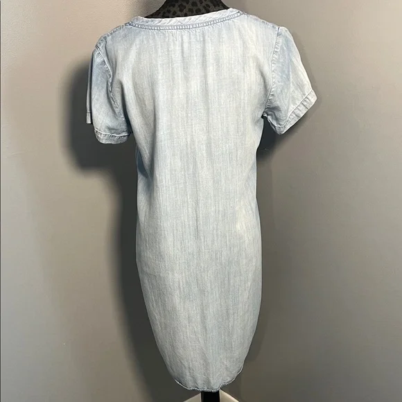 Cloth & Stone Sky Blue short~sleeve V-Neck Tunic Dress size small - Picture 3 of 8